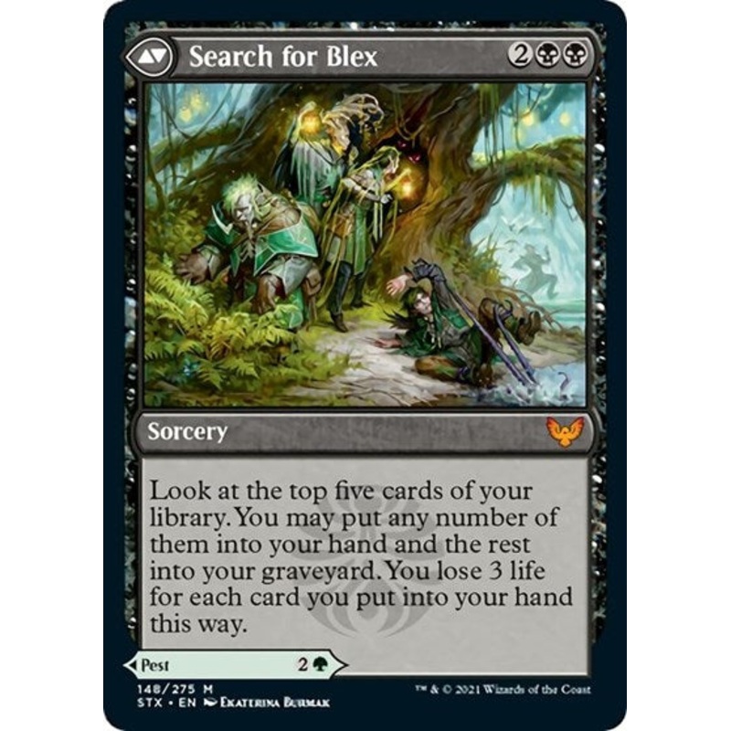 Blex, Vexing Pest // Search for Blex [Strixhaven: School of Mages Prerelease Promos]