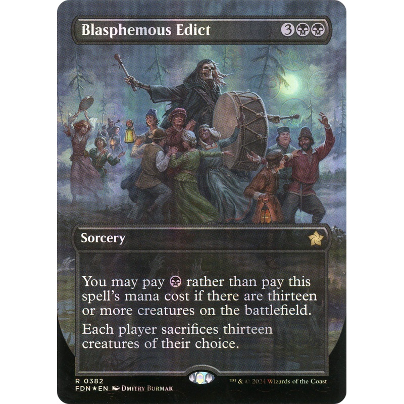 Blasphemous Edict (Borderless) (Mana Foil) [Foundations]