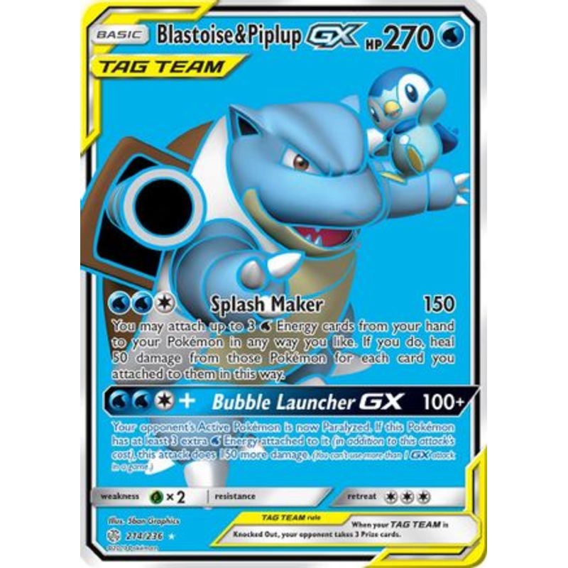 Blastoise & Piplup GX (214/236) [Sun & Moon: Cosmic Eclipse]