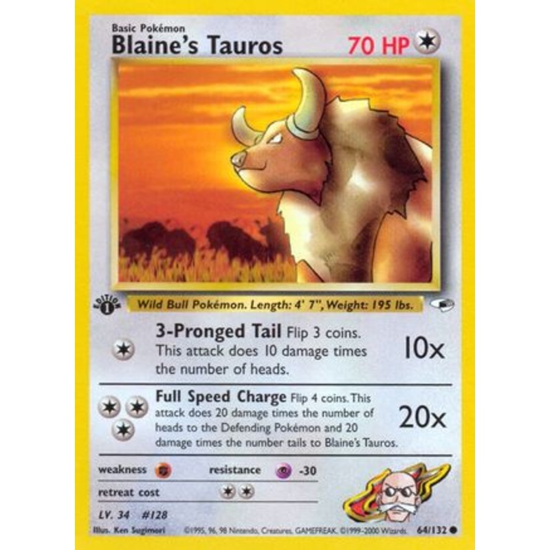 Blaine’s Tauros (64/132) [Gym Heroes 1st Edition]
