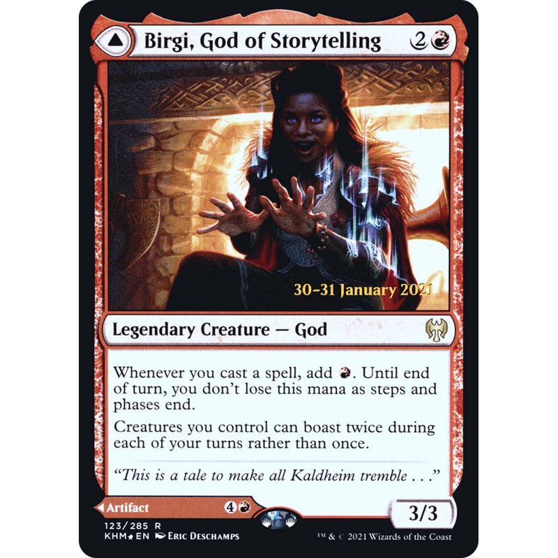Birgi, God of Storytelling // Harnfel, Horn of Bounty [Kaldheim Prerelease Promos]
