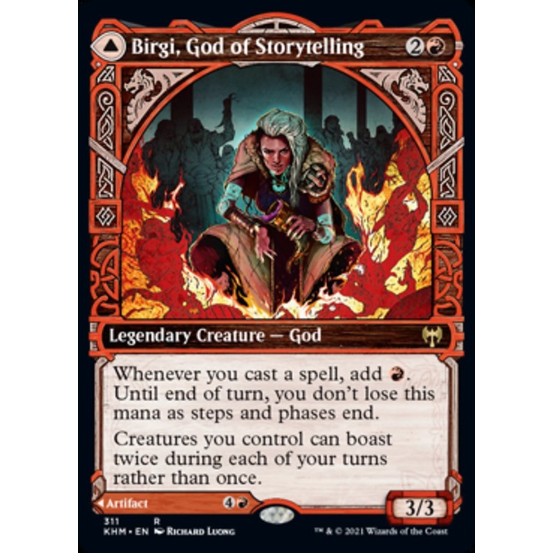 Birgi, God of Storytelling // Harnfel, Horn of Bounty (Showcase) [Kaldheim] Foil