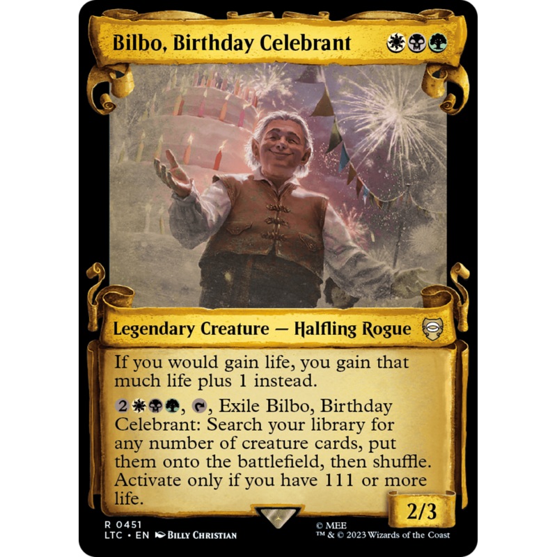 Bilbo, Birthday Celebrant [The Lord of the Rings: Tales of Middle-Earth Commander Showcase Scrolls] Foil