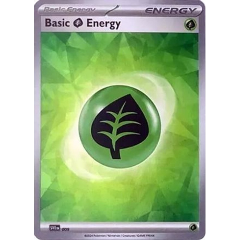Basic Grass Energy (009) (Cracked Ice Holo) [Scarlet & Violet: Stellar Crown]
