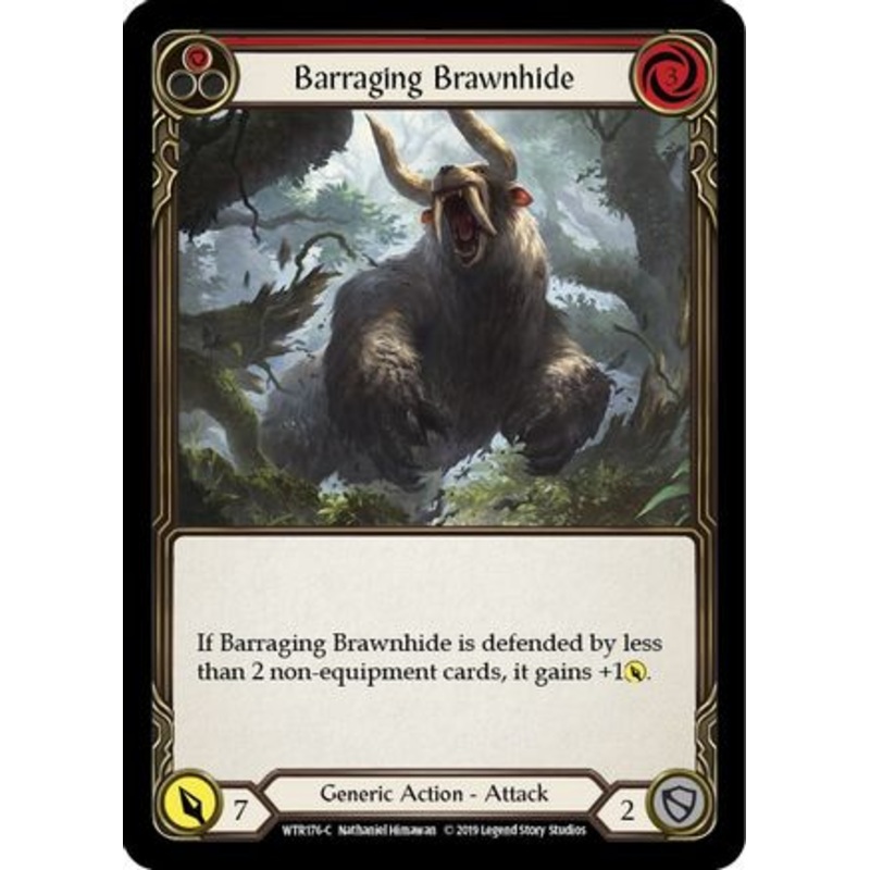 Barraging Brawnhide (Red) (WTR176) 1st Edition Rainbow Foil – Welcome to Rathe