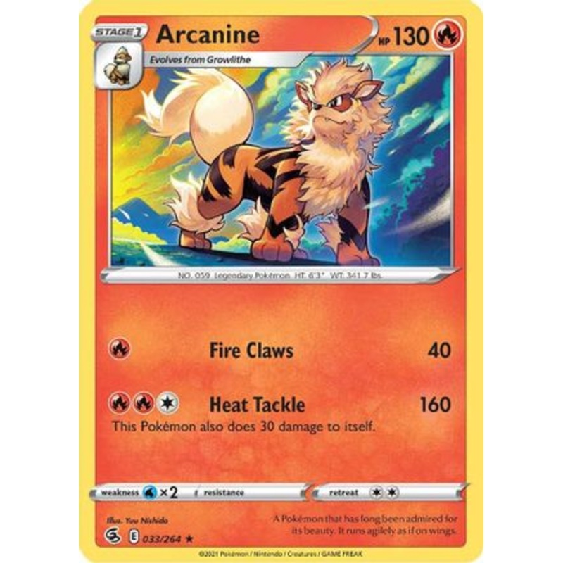 Arcanine (033/264) [Sword & Shield: Fusion Strike] Reverse Holofoil