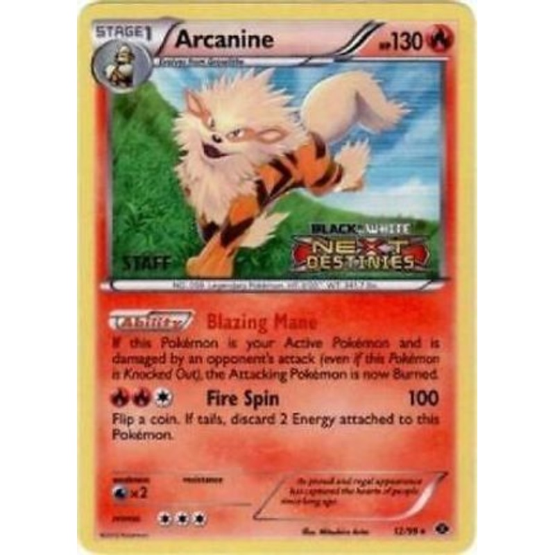 Arcanine (12/99) (Staff Prerelease Promo) [Black & White: Black Star Promos]