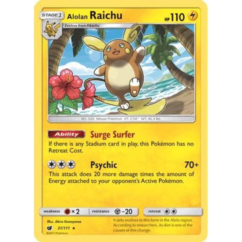 Alolan Raichu (31/111) [Sun & Moon: Crimson Invasion] Reverse Holofoil
