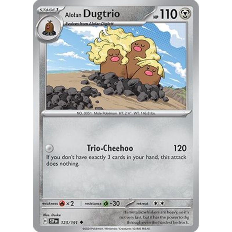 Alolan Dugtrio (123/191) [Scarlet & Violet: Surging Sparks] Reverse Holofoil