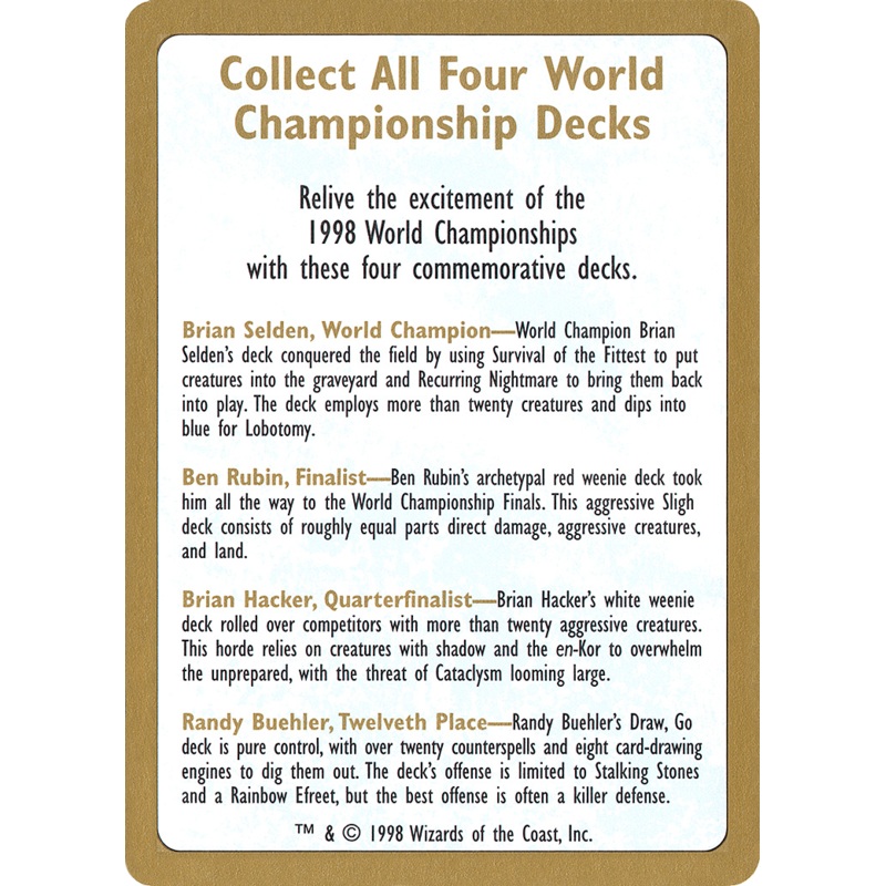1998 World Championships Ad [World Championship Decks 1998]