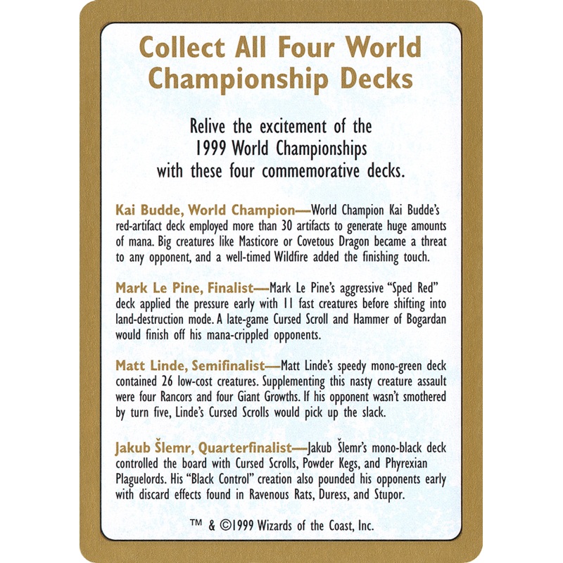 1999 World Championships Ad [World Championship Decks 1999]