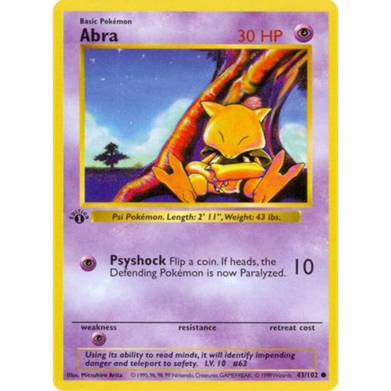 Abra (43/102) (Shadowless) [Base Set 1st Edition]